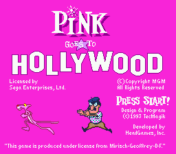 Pink Goes To Hollywood title screen for Sega Mega Drive